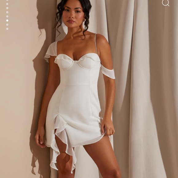 Oh Polly Dresses & Skirts - OH POLLY JOSIANE Asymmetric Draped Mini Dress in White us size 0, uk size 4 NEW